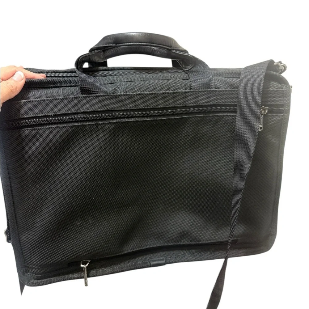 TUMI Alpha Expandable Briefcase Ballistic Nylon Laptop Messenger Bag Black